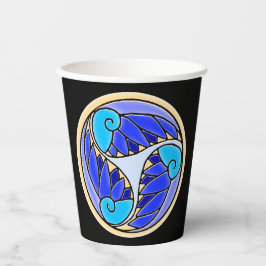 Blätter Nautilus und Palm - 3 Blues, Gelb, Schwarz Pappbecher