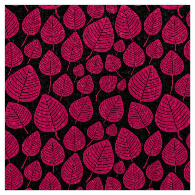 Blätter - Neon Red auf Black Stoff (Muster)