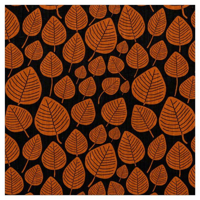 Blätter - Orange auf schwarz Stoff (Muster)
