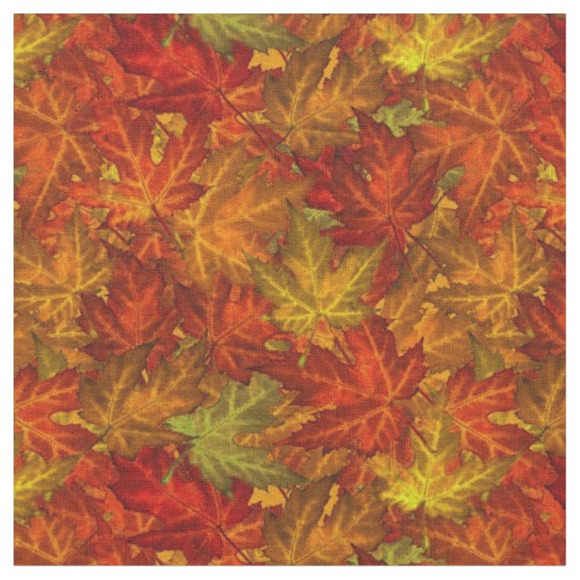 Blätter Orange & Gold im Herbst Stoff (Nahaufnahme)