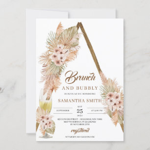 Blätter Pampas Grass Brunch und Bubbly, getrocknet Einladung