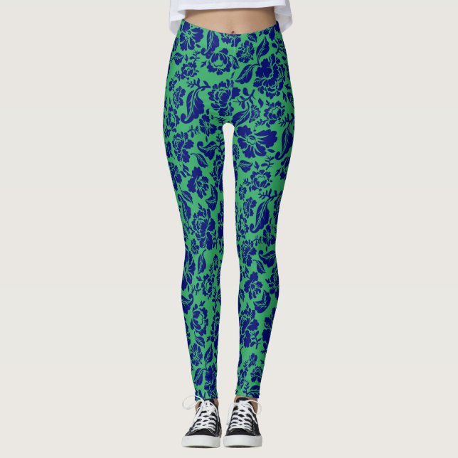 Blätter pattern.13.bw Green BG Leggings (Vorderseite)