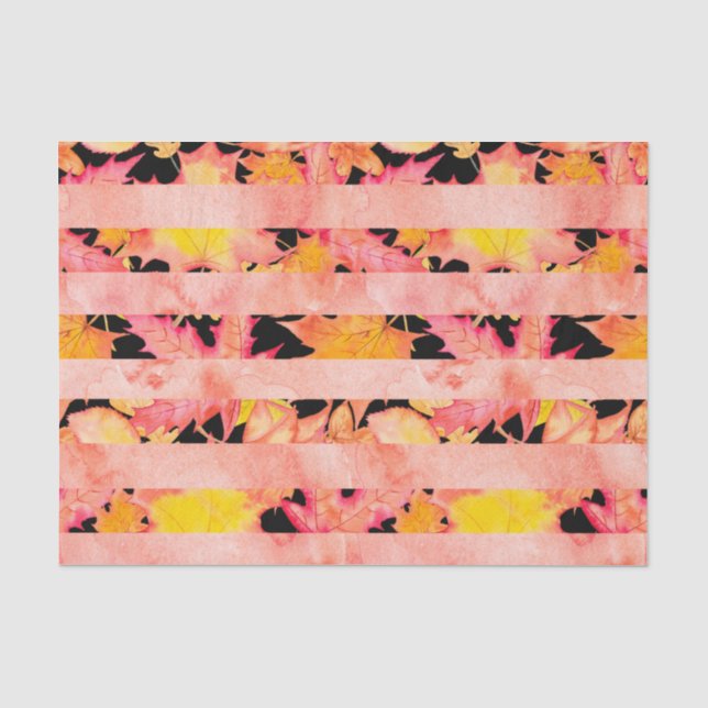 Blätter "PINK ORANGE YELLOW AUTUMN FALL STRIPES" Seidenpapier (Vorderseite)