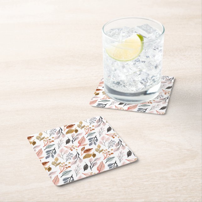 Blätter Rechteckiger Pappuntersetzer (Vor Ort)