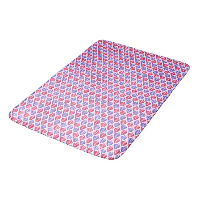 Blätter Rosa und Lavendel-Minimal Badematte (Schrägansicht)