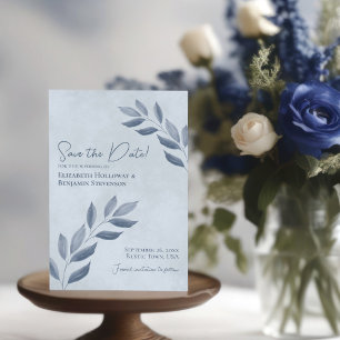 Blätter Rustic Dusty Blue Wedding Save The Date