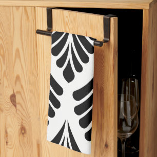 Blätter Schwarz und Weiß Minimal Geschirrtuch