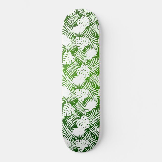 BLÄTTER SEAMLESS PATTERN GRÜNWEISS  SKATEBOARD (Vorderseite)