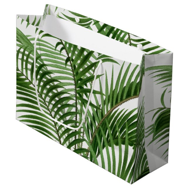 Blätter Tropical Greenery Watercolor Palm Tree Große Geschenktüte (Vorderseite Schrägansicht)