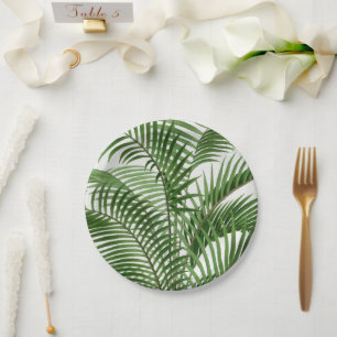 Blätter Tropical Greenery Watercolor Palm Tree Pappteller