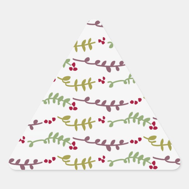 Blätter und Beeren Dreieckiger Aufkleber (Vorderseite)