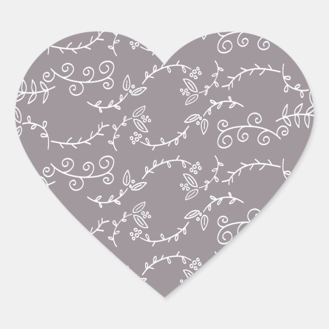 Blätter und Beeren Herz-Aufkleber (Vorderseite)