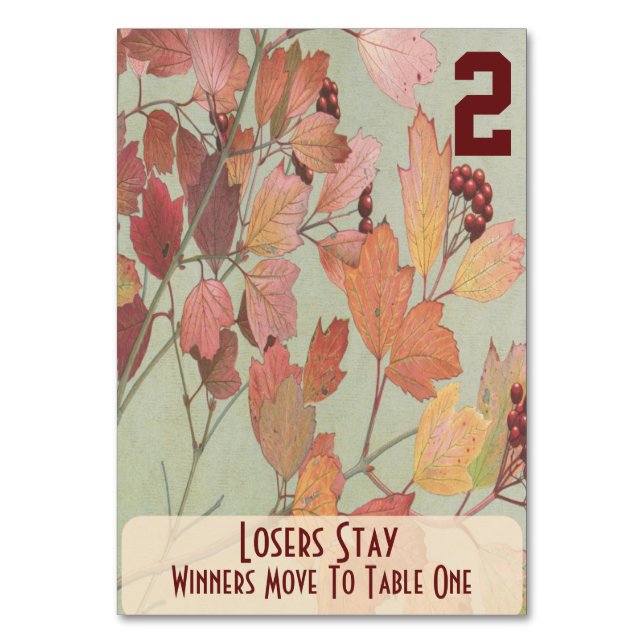 Blätter und Berries Bunco #2 Tischnummer (Rückseite)