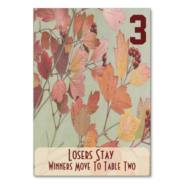 Blätter und Berries Bunco #3 Tischnummer (Rückseite)