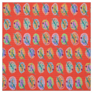 Blätter und Berries Folk Art Design Stoff