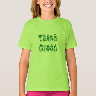 Blätter und Blume "Denke ökologisch" T-Shirt