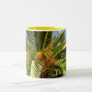 Blätter und Blume einer Palme Zweifarbige Tasse
