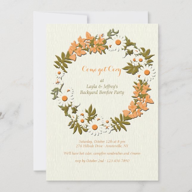 Blätter und Blume Einladung (Vorderseite)