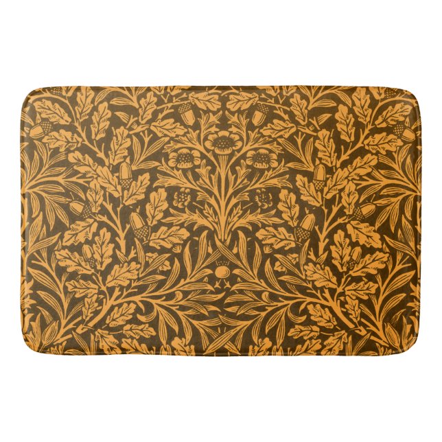 Blätter und Blumenmuster aus Eichen und Korallen Badematte (Vorderseite)
