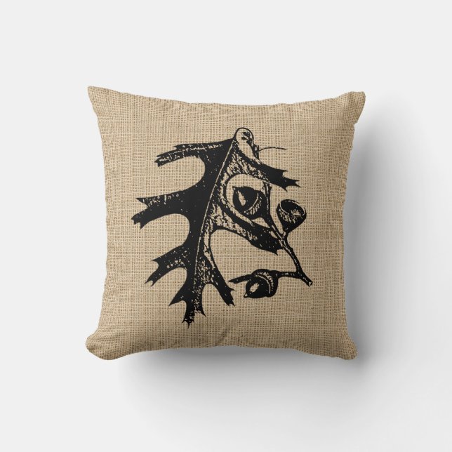 Blätter und Eichel-Kissen Kissen (Vorderseite)