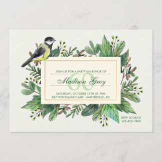 Blätter und Einladung von Vögeln