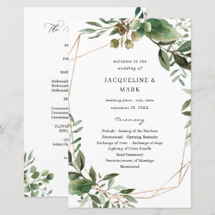 Blätter und Eukalyptus-Hochzeitsprogramm MEDIUM