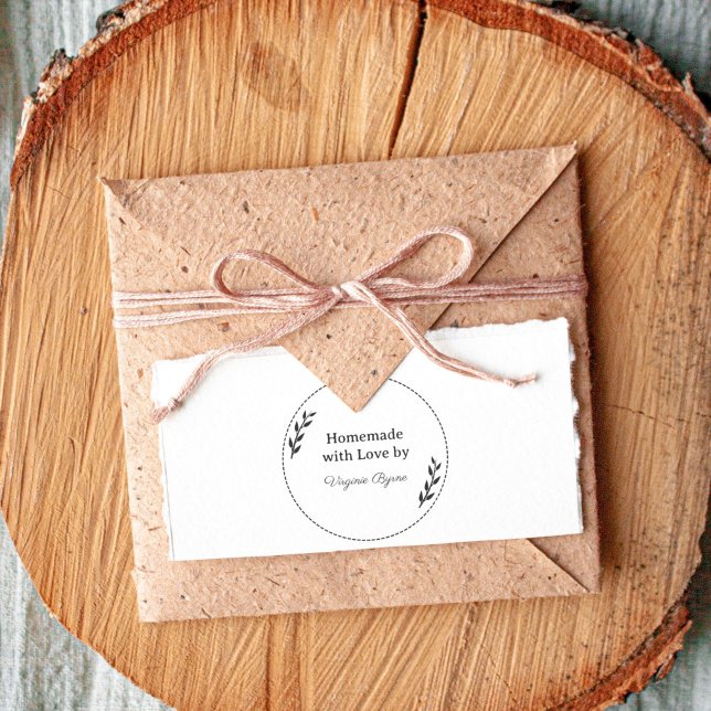 Blätter und Kleider hausgemacht mit Liebe Gummi Br Gummistempel (Leaves & Wreath Homemade With Love Rubber Stamp)