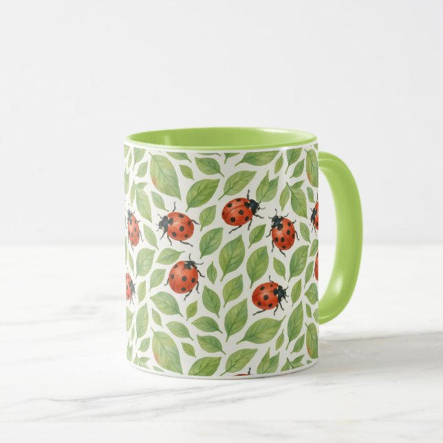 Blätter und Marienkäfer  Tasse (VorderseiteRechts)