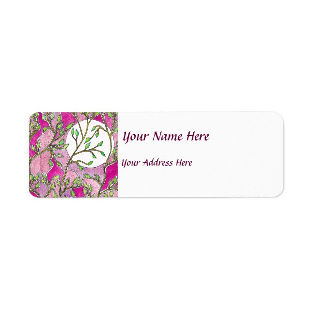 Blätter und Mond - Rosa Wasserfarben (Vorne)