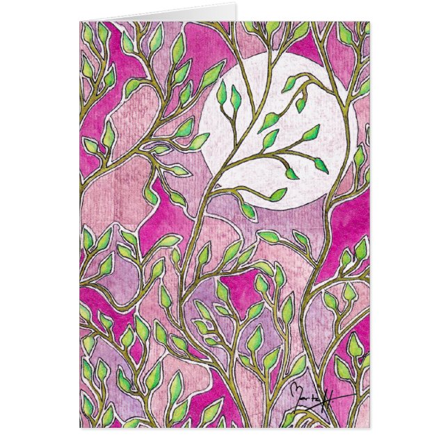 Blätter und Mond - rosa Watercolors (Vorne)