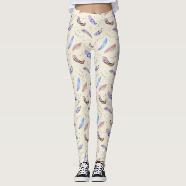 Blätter und Muster für Wasserfarben Leggings (Vorderseite)