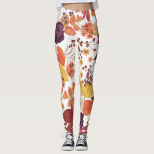 Blätter und Rose für die Wasserfarbe im Herbst Leggings