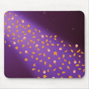 Blätter und Rose mit blauer Maus Mousepad