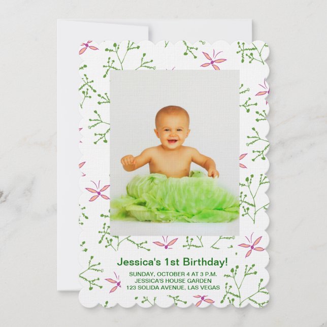 Blätter und Schmetterlinge Einladung (Vorderseite)