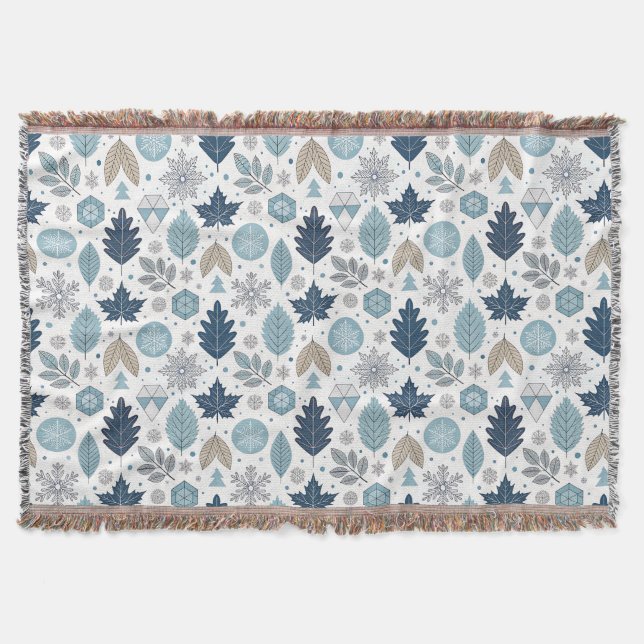 Blätter und Schneeformen im Winter Decke (Vorderseite)