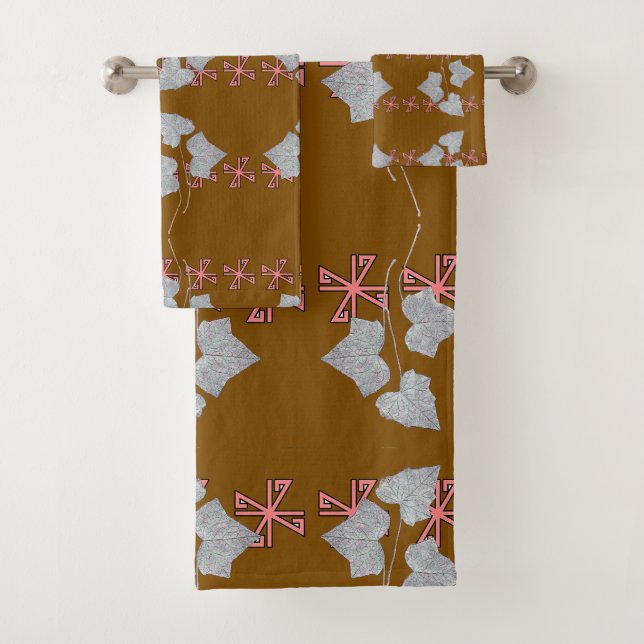 Blätter und Sternchen Braun  Badhandtuch Set (Insitu)