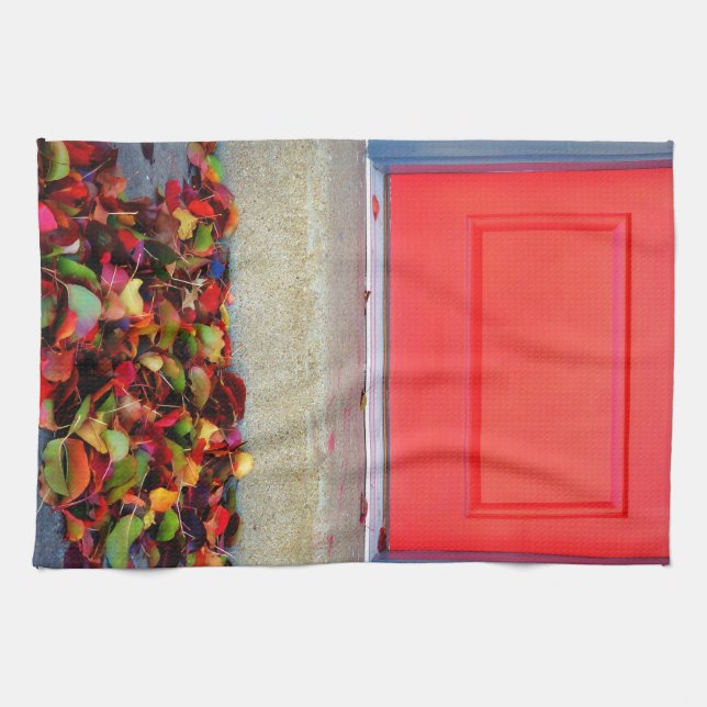 Blätter und Türe Küchentuch (Horizontal)