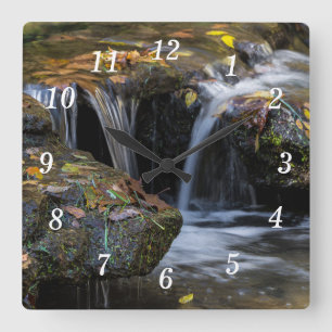 Blätter und Waterfall Wall Clock Quadratische Wanduhr