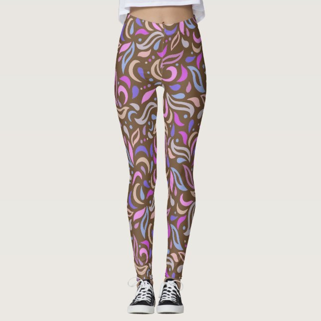 Blätter und Wirbel Muster Leggings (Vorderseite)