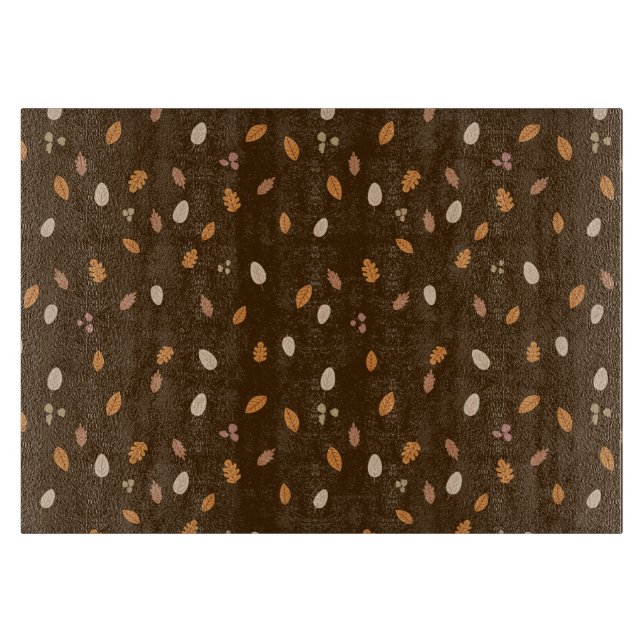 Blätter und Zweige Dunkle Herbstbeizen Brauner Hin Schneidebrett (Vorderseite)