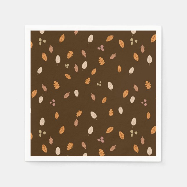 Blätter und Zweige Dunkle Herbstbeizen Brauner Hin Serviette (Vorderseite)