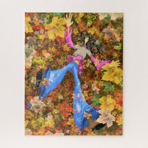 Blätter von Autumn Girl Puzzle Painting