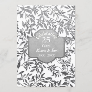 Blätter von Silber 25. Hochzeitstag Weiß Einladung