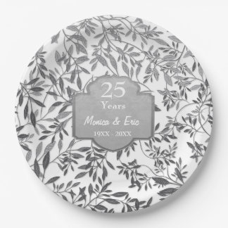 Blätter von Silber zum 25. Jubiläum Pappteller