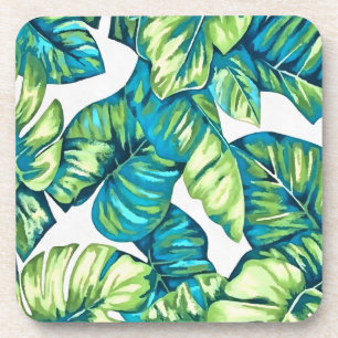 Blätter von Tropical Monstera und Banana Blue Gree Getränkeuntersetzer