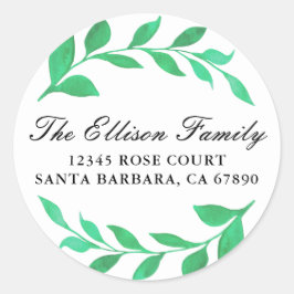 Blätter Wasserfarbe Grüne Gewässer Botanik Runder Aufkleber