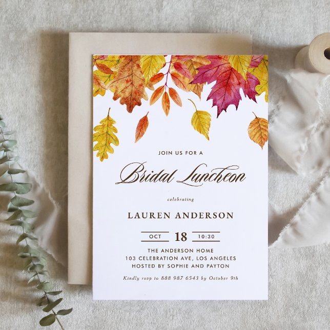 Blätter Wasserfarbe Herbst Bridal Luncheon Einladung (Von Creator hochgeladen)