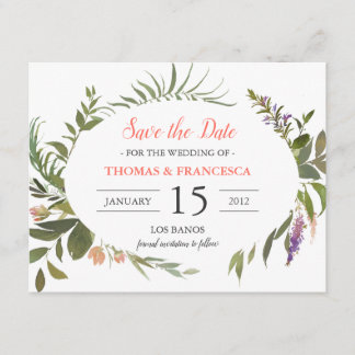 Blätter Wasserfarben Save the Date Karte