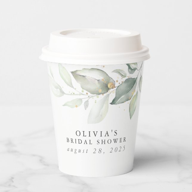 Blätter Wasserfarbene Grünanlagen und Gärten Elega Pappbecher (Links)