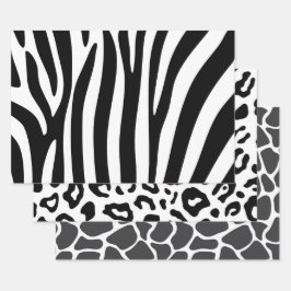 Blätter Wrapping Paper Zebra Leopard Giraffe Print
